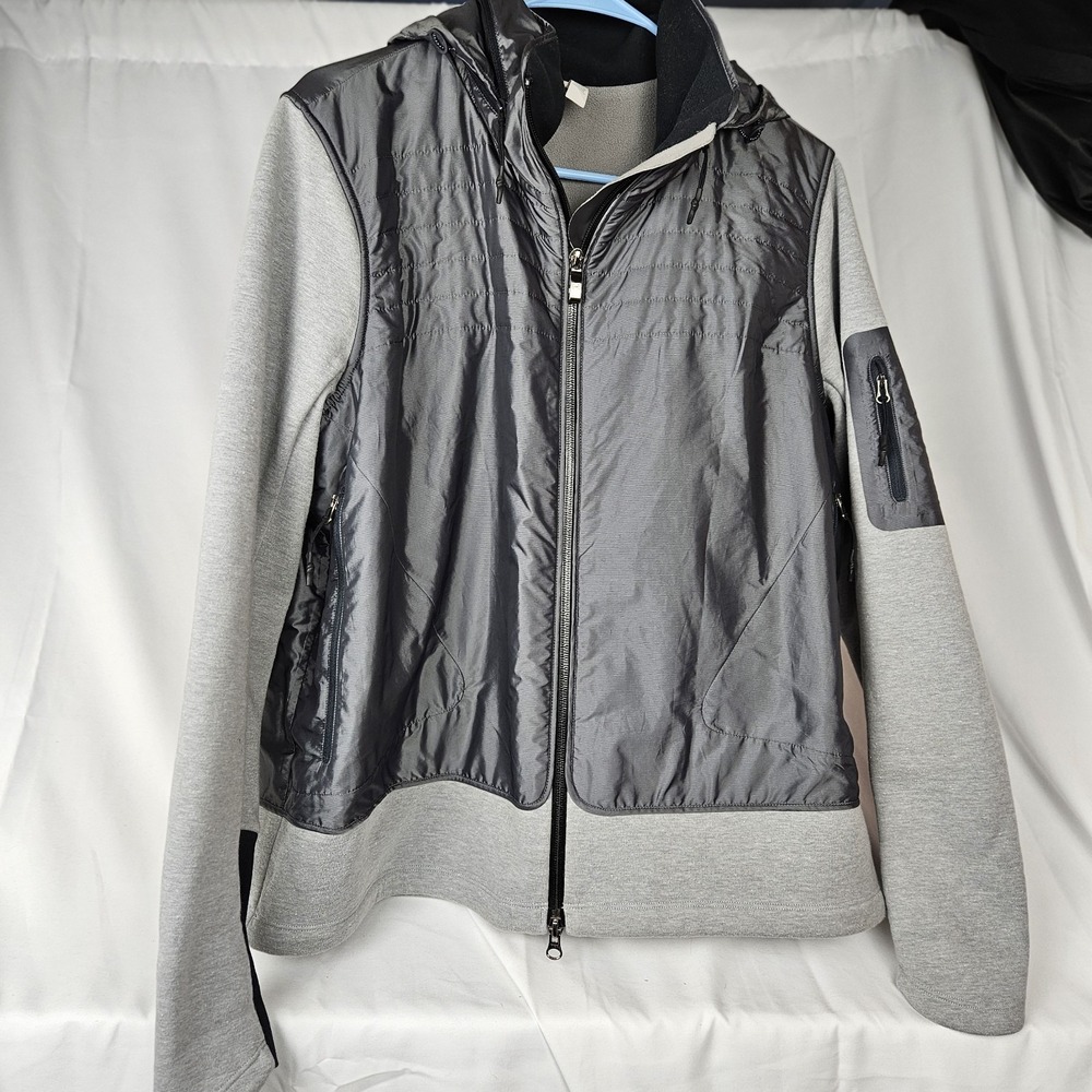 Under Armour Gray UA Hybrid Windbreaker Jacket Stow a way Hood Women's